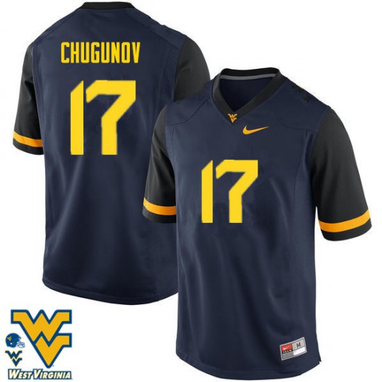 Men's West Virginia Mountaineers NCAA #17 Mitch Chugunov Navy Authentic Nike Stitched College Football Jersey QX15R80FS